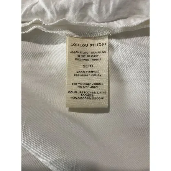 Loulou Studio Twill Off-White Seto Size L Shorts - Picture 5 of 7